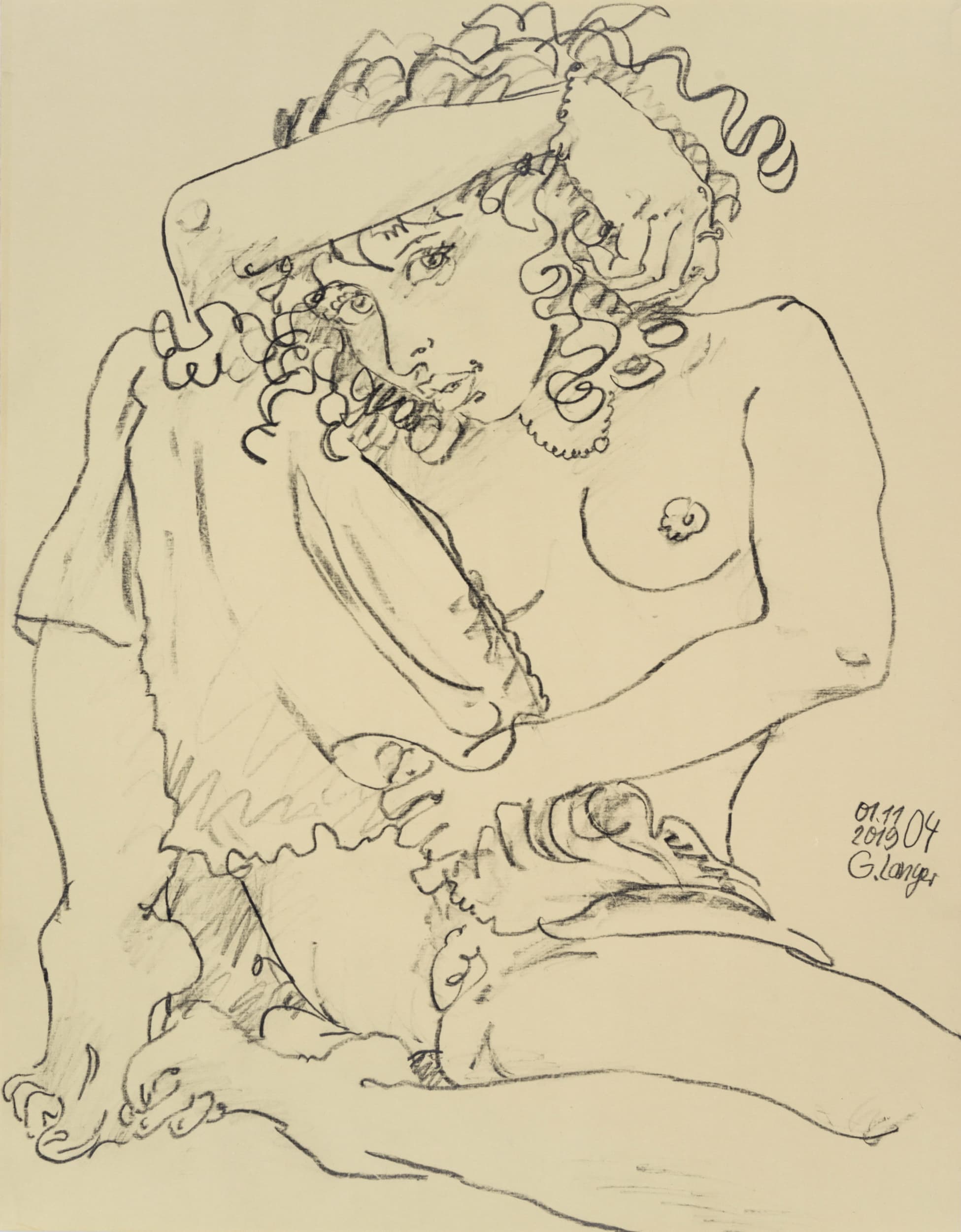 Gunter Langer, 2019, Zeichnung, Achatpapier, 53 x 49 cm